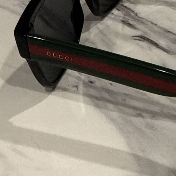 Gucci GG0340S 006 BLACK FRONT GREEN/RED STRIPE Sunglasses 58/17/150 - Picture 7 of 8